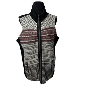 Southwestern Boho Vest Wool Blend Womens SZ L Full Zip Ruff Hewn Nordic Sweater